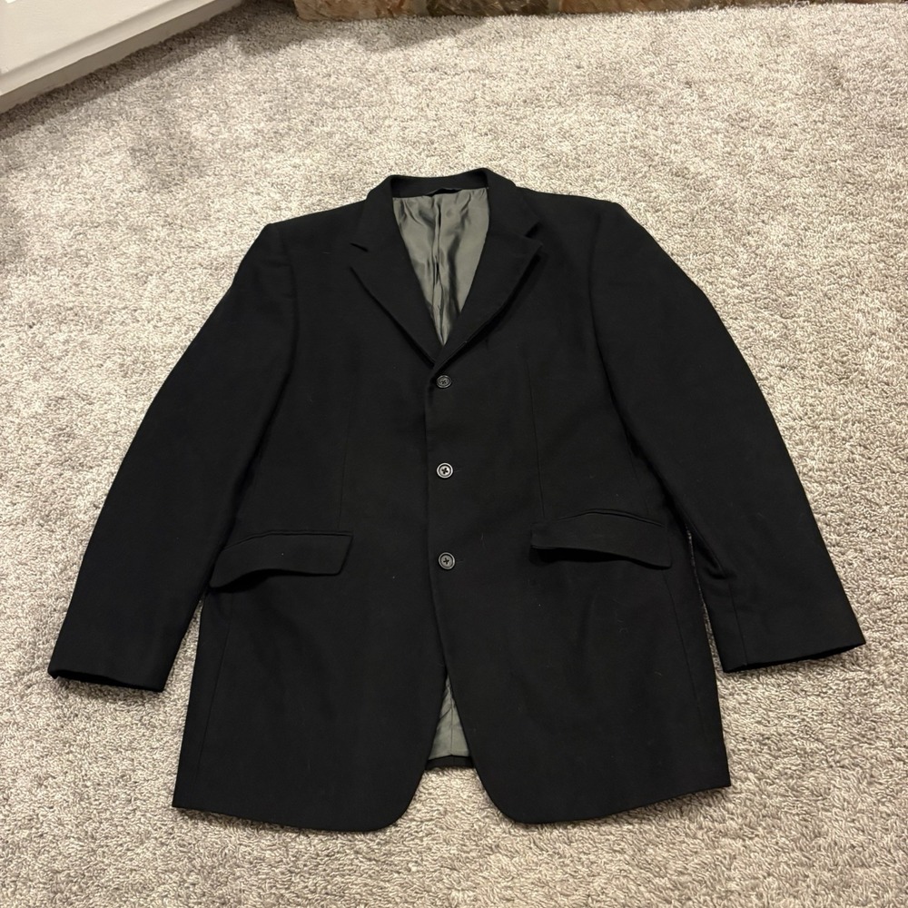 Banana Republic Blazer Mens 44R Black Cotton Blend Three Button Dual Vent Thick